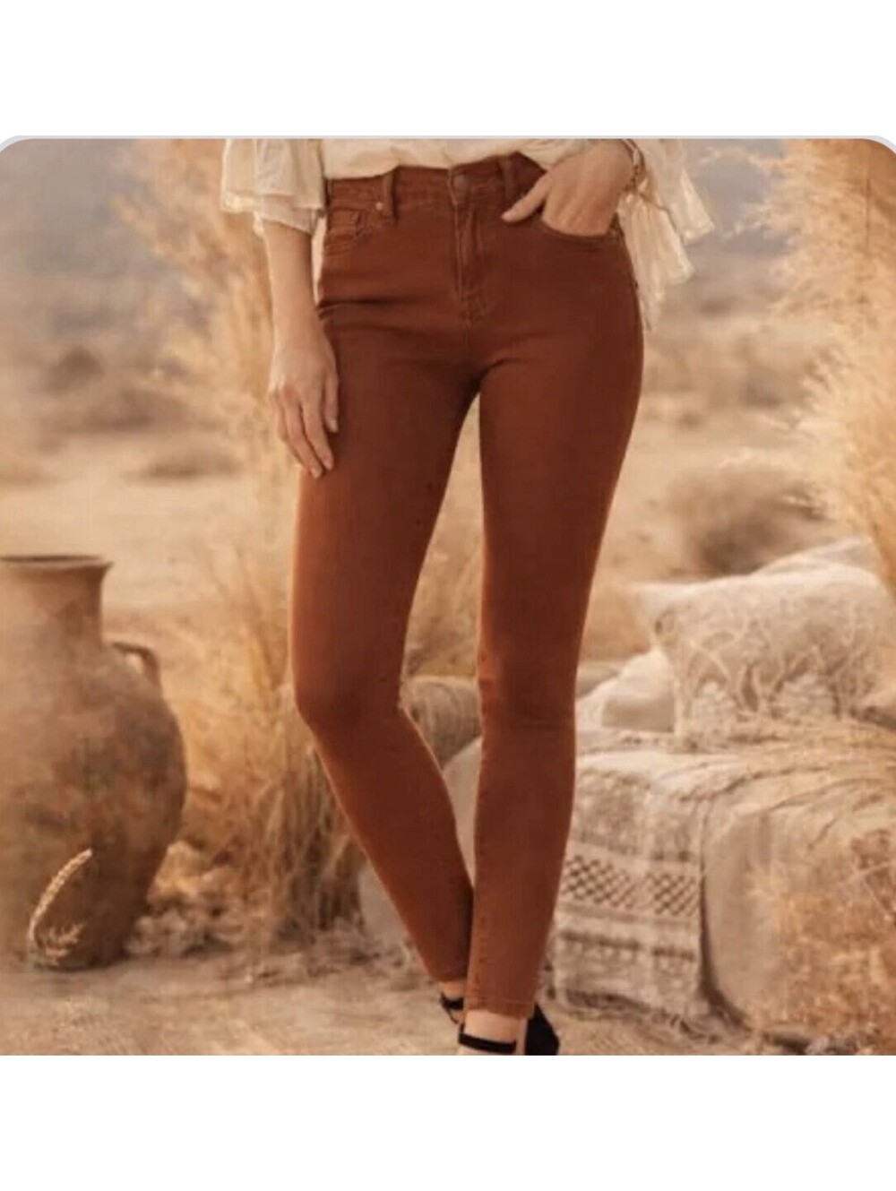 Liverpool LA Burnt Orange Rust Denim “The Skinny” Jeans Sz 14 32 Stretch